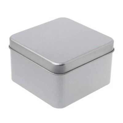 9x9cm Small Metal Tin Silver Storage Box for Case Organizer For Money Coin Candy - Image 1 of 4