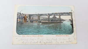 High Level & Swing Bridges Newcastle Edwardian Postcard 1903 River Tyne - Picture 1 of 2