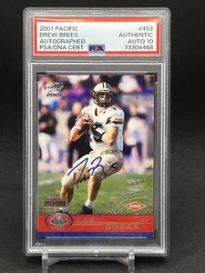 2001 Pacific Drew Brees Rookie RC #453 PSA/DNA Authentic- Auto 10 Saints HOF - Picture 1 of 2