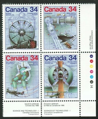 Canada sc#1102a Canada Day: Science & Technology - 1, LR CBN Plate Block Mint-NH - Image 1 of 2