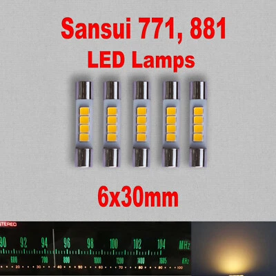 5 pezzi vintage Sansui 771 881 tipo fusibile LED quadrante bianco caldo e lampada contatore aggiornamento - Immagine 1 di 4