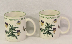 Set of 2 Studio Nova GARDEN BLOOM Y-2372 Mugs Cups Flowers Butterflies 3.75" - Picture 1 of 8