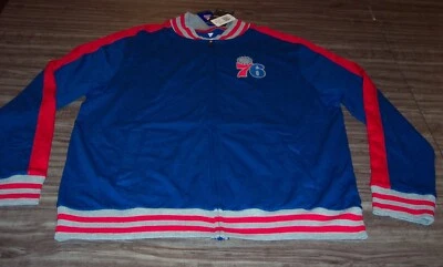 VINTAGE STYLE PHILADELPHIA 76ERS NBA BASKETBALL WARMUP UP JACKET MENS LARGE NEW - Image 1 of 4