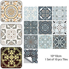 Retro Tile Pattern Wall Decals Matte Surface PVC Waterproof Kitchen Tile Sticker