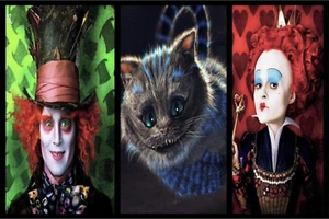ALICE WONDERLAND QUEEN MAD HATTER CHESHIRE CAT BIRTHDAY PARTY BANNER DECORATION - Picture 1 of 4