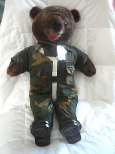 IRA GREEN Vintage 1989 - 20" PLÜSCH US ARMY BEAR IN CAMOUFLAGE - FALLSCHIRM PACK  - Bild 1 von 4