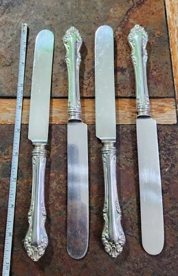 👌LOT OF 4 TURN OF CENTURY ANTIQUE c1901 AVALON SILVERPLATED BLUNT HOLLOW KNIVES - Image 1 of 4