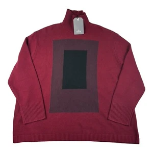 Levi Made & Crafted Pure Wool Knit Maroon Colorblock Turtleneck Size M NWT 250$ - Picture 1 of 8