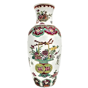 Antike chinesische Famille Rose Porzellan Moriage Vase Republik Periode gebohrt 10" - Bild 1 von 12
