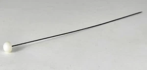 Antique Victorian White Glass Ball Button Bead Hat Hair Pin Metal Shaft 8"" - Picture 1 of 6