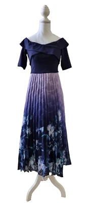 Coast Occasion / Party Dress Navy and Lilac floral Size 8 - Image 1 of 4