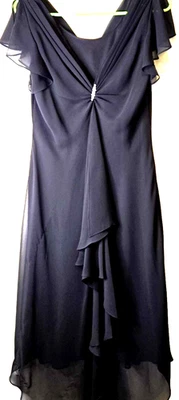 Maxi Vestido De Colección SL Moda Alta Baja Talla 14 Estrás Semi Transparente Negro Caprichoso Gótico Foto 1 de 4