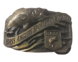 Hebilla de cinturón de latón de colección años 80 Bass Anglers Sportsman Society hecho en EE. UU. DEPORTE DE PESCADO - Imagen 1 de 6