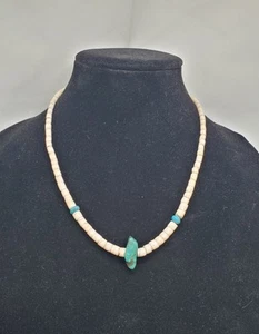 Vintage Native American Turquoise Nugget Heishi Beaded Necklace 20” - Picture 1 of 8