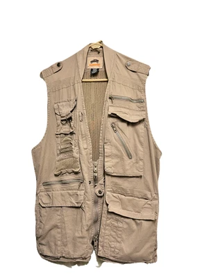 Humvee 100% Cotton Khaki/Beige Travel Photo Safari Fish Hunt Vest Mens Large  - Image 1 of 4