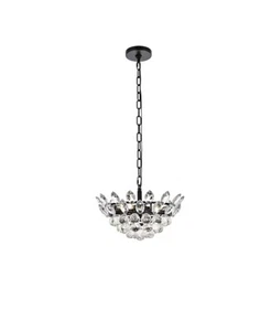 Elegant Lighting Emilia 3 Light 14"W Crystal Pendant, 1104D14BK - Black - Picture 1 of 4