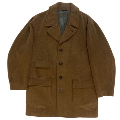 Coach Brown Herringbone Four-Button Wool Single Breasted Overcoat Men's L - Image 1 of 4