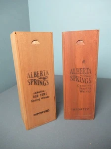 Alberta Springs Vintage Canadian Old Time Whisky 2 Wood Boxes - EMPTY - k5 rb/vh - Picture 1 of 7