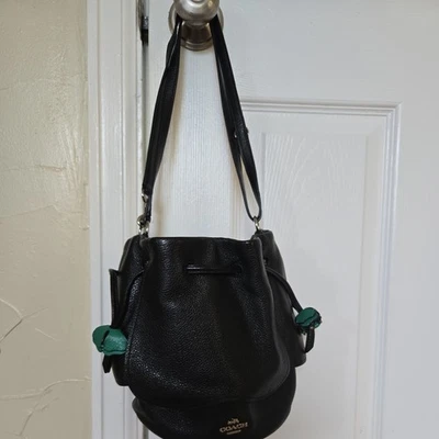 NUEVO CON ETIQUETAS COACH F57543 FLOR Bolso Cubo Cuero Guijarro Pétalo Cordón Foto 1 de 4