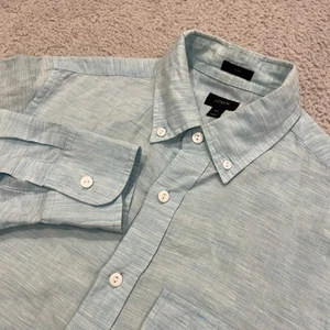 J Crew Baird McNutt Linen Blend Shirt Mens XS Blue Slim Button Down Flap Pocket - Picture 1 of 13