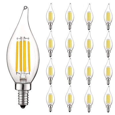 Luxrite Candle LED Bulb 550 Lumens 3500K 5W Dimmable UL E12 Flame Tip 16-Pack - Image 1 of 4