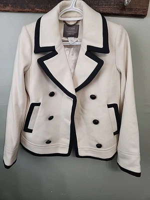 J. Casaco Crew feminino tamanho 0 off white Nello Gori italiano com ponta de lã 92050 em excelente estado usado - Imagem 1 de 4