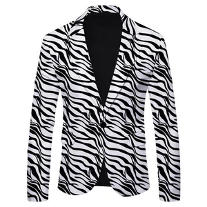 Nuevo Para hombres Estampado Informal Traje Chaqueta Elegante Elegante Británico Delgado Abrigos de Negocios - Imagen 1 de 37