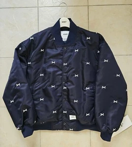 WTAPS Team Crossbones Jacket Size 02 Medium Navy Nylon Twill - Picture 1 of 4