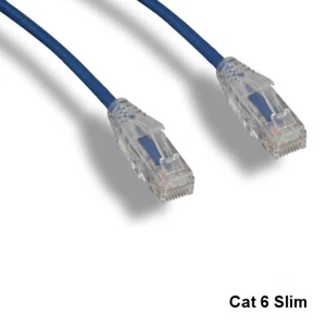 KNTK Blue 7ft Slim Cat6 UTP Ethernet Patch Cord OD 3.6MM 28AWG Networking RJ45 - Picture 1 of 2