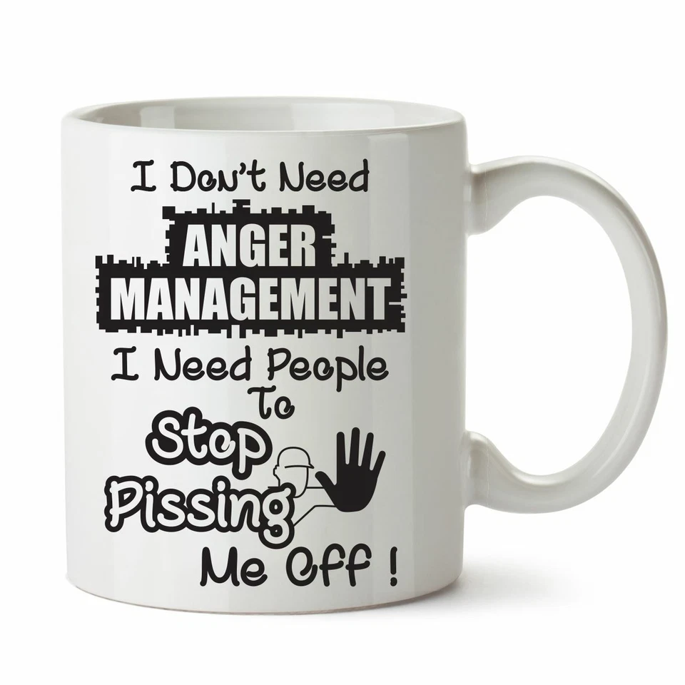 PERSONALISED CUSTOM GIFTS Funny Mugs - Novelty Mug Tea Coffee Cup Gifts for Men Women - Anger Management