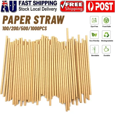 Up to 1500x Disposable Paper Straw 5MM Drinking Straws Cold Drink Party Bulk AU - image 1 of 4