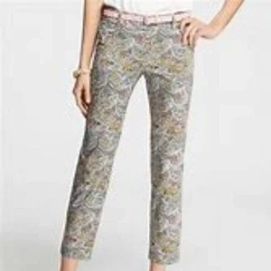 Ann Taylor Carnegie Paisley kurze Knöchelhose Damengröße 8 pastellblau gelb pink - Bild 1 von 7