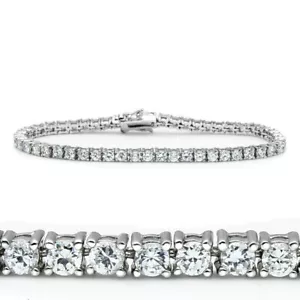 Bracciale Tennis Placcato Rodio 7 Pollici Chiaro Zirconia - Foto 1 di 1