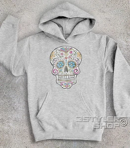 Kids Hoodie Mexican Skull Tattoo Old School - Picture 1 of 2