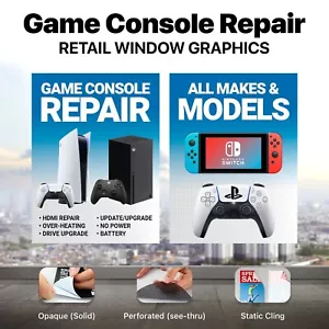 Consola de juegos Reparación Nintendo Switch Wii Xbox PS5 videojuego SIGN BANNER wrap - Imagen 1 de 11