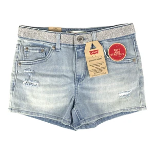 Levi's - Girls Adjustable Waist Soft & Stretchy Bling Shorty Shorts -12 REG (24) - Picture 1 of 8