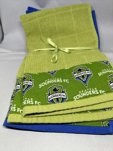 3 custom made Seattle Sounders FC Kitchen Towels - unique gift Cover