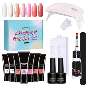 Poly Nail Gel Kit Poly Nail Kit With UV Light Extension Gel Set Nude Thickening - Picture 1 of 8