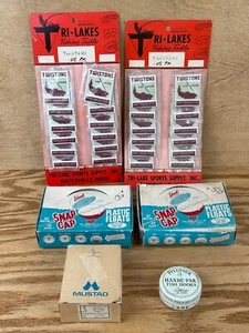 Posten Vintage Angelgeräte TWISTONS Streichholzheftchen Sinkers Pflueger Mustad Laden Displays - Bild 1 von 17