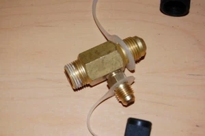 Pump Port, Adapter, 3/8 MNPT to 1/4 & 3/8 MFL Male Flare Dual Size Solid Brass - Picture 1 of 2