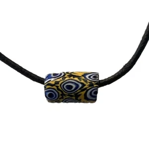 Ghana African Trade Bead Necklace 22” Leather Cord Philadelphia Museum Art NEW - Picture 1 of 8