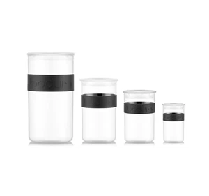 NEW Bodum Presso Clear Durable Storage Jar set - 12 Pce Set - Black - K11830-01- - Picture 1 of 2
