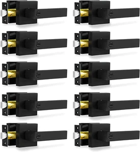 10 Pack Matte Black Privacy Door Levers Heavy Duty Interior Locksets - Picture 1 of 12