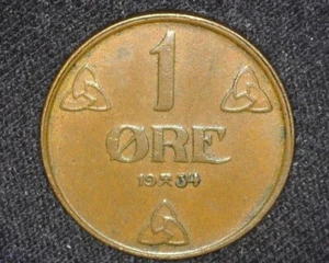 NORWAY 1934 1 ORE KM367 EXTREMELY FINE ~X86 - Picture 1 of 2