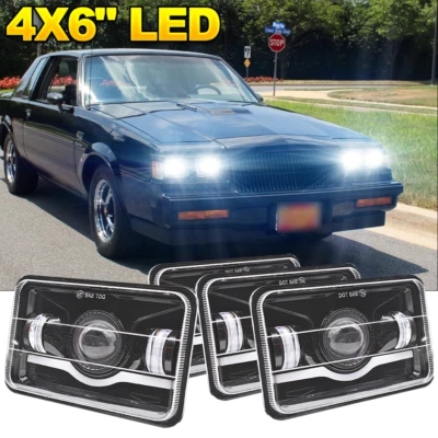 Apto para Buick Electra 1975-1990 4x6" faros LED sellados haz alto/bajo con DRL 4x Foto 1 de 4