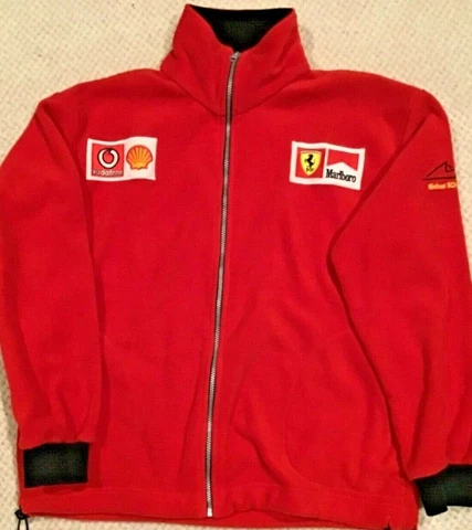 FERRARI /MARLBORO /SHELL VODAFONE  ZIPPERED POLAR FLEECE JACKET RED  SIZE XL NEW Cover