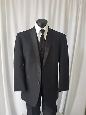 BLACK TUXEDO JACKET -Trilogy by After Six two button Satin Notch Lapels  TRI 2.0 - Image 1 of 4
