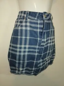 New Look Blue Mix Checked Short Skirt With Raw Edge Size 14 - Picture 1 of 9