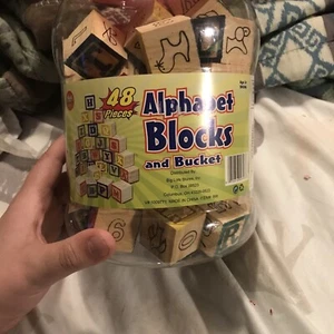 Educational Alphabet Blocks and Bucket 42 blocks by Creative Wood - Picture 1 of 4