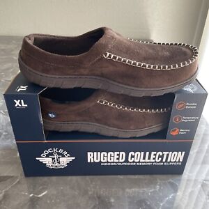 NEW MENS DOCKERS RUGGED COLLECTION Indoor Outdoor MEMORY FOAM SLIPPERS XL Brown